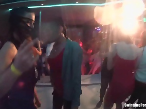 Slutty girls dancing erotically in a club