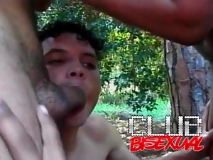 Latin bisexual cocksucking out in the woods