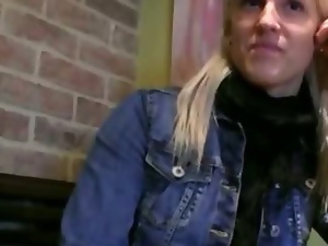 Pretty eurobabe in the coffee shop pussy slammed for money