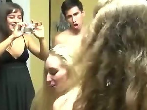 Horny College Girl Sucks All The Cocks