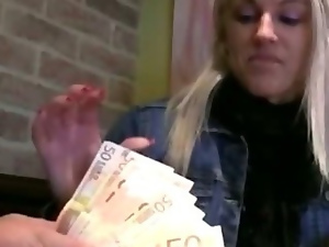 Sexy amateur blonde girl payed for sex in a public toilet