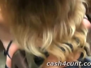 Cute ass brunette paid to fuck after flashed cash by porno guy