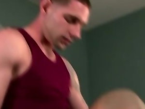 Muscley gay pornstar hunk gets sucked off