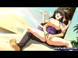 Swimsuit hentai with bigboobs fingering pussy and stand