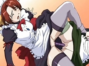 Hentai anime maids pleasured by their horny master