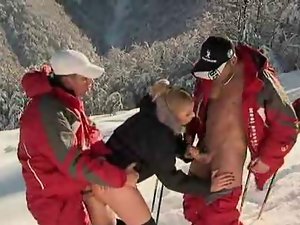 Skiing Sluts in Outdoor Threesomes