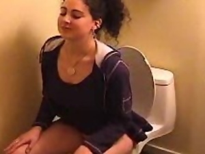 Sexy Turkish girl is taking shit on a hidden camera