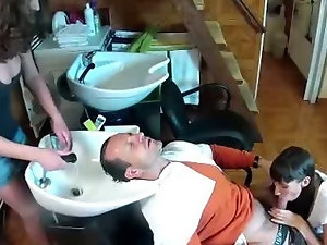 Beauticians Groom Their Clients Cock