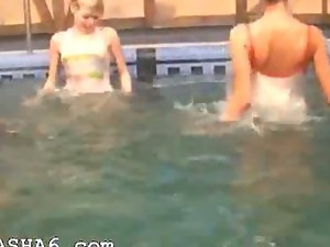 Three french teenies in the pool