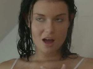 darkhair girl mastrubating in the shower