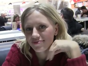 Two blonde sucking dick at the mall