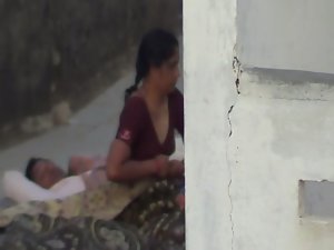 Sensual indian Aunty sleep in terrace