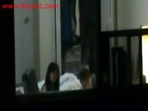 Asian College Students Stop Shagging To Spy on Neighbor Jerking Off