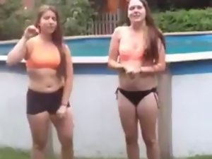 two stupid models in bikinis