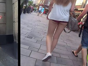 Tough Shorts Expose Her Butt