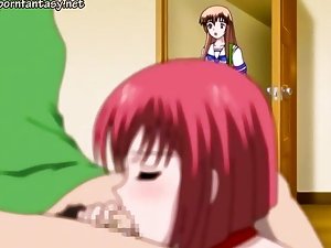 Sexy anime babe tasting hot jizz