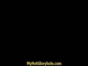 Gloryhole - Filthy ebony licking a strangers hard throbbing dick through the hole in the wall 11