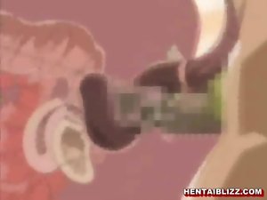 Hentai young woman caught and monster tentacles triple rough banged