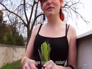 Hot hairy redhead Czech vixen Florence rectal screwed for money