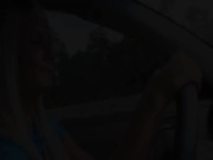 Randy pornstars licking penis in car