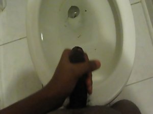 black man blows load on toilet