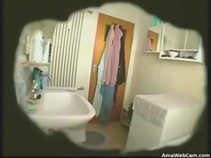 Obese Dirty wife masturbates in bathroom (Hidden Cam)