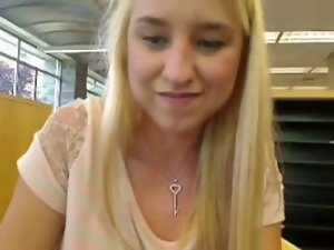 Girlie In Library Makes Herself Squirt
