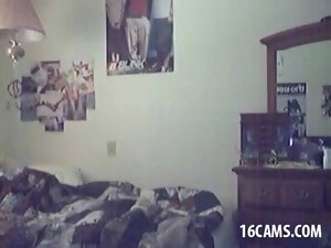 Dark haired cutie changing her underwear on webcam