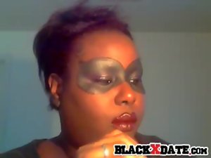 Smoking black chick teasing on webcam