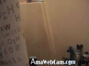 Hubby busted with fake penis in shower--hidden cam
