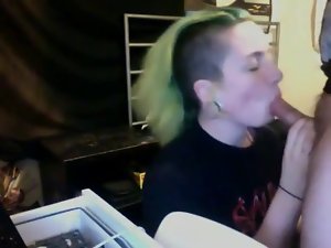 Punk Sassy teen Licking Shaft