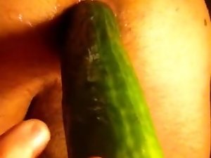 Lads dirty ass eats cucumber