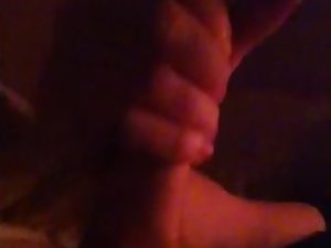 My phallus getting stroked while my girlfriend is in the other room