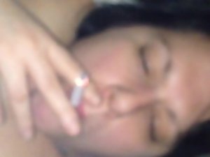 my girlie smoking for me and cumming on her face