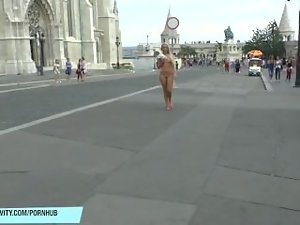 Tempting blonde lass jenny nude on public street