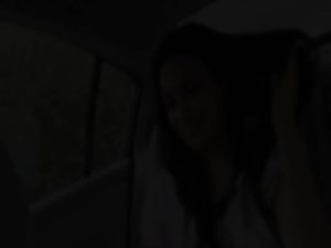 Attractive cute chicks eat shaft in car