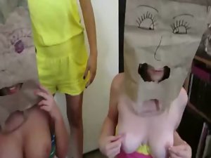 Penis addict college nymphos wearing paper masks gets fucked at sex party