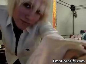 Filthy emo cutie getting nude in front