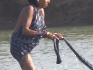 Sensual indian wenches bathin in orissa village