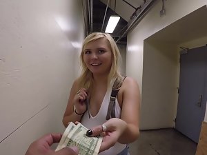 Public BJ in the hallway from a perky hooters light-haired bombshell