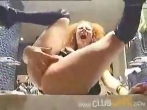 She gets her dirty ass punched HARD!!!