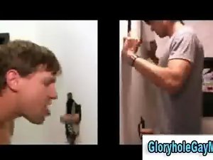 Straight lad gets dick sucking from a gay dude in a gloryhole