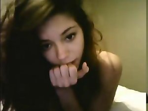 Luscious nice looking teenager dark haired teasing on webcam