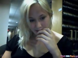 Flashing Her Knockers And Twat In A Libary
