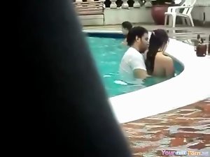 Couple Bangs In A Public Pool