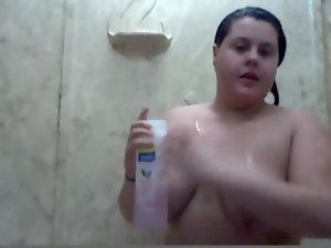 buxom luscious teen taking a shower on webcam