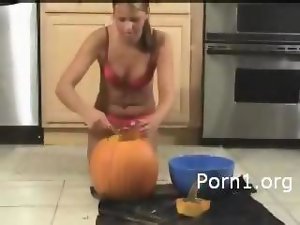 college lady and pumpkin
