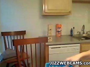 Cam chick teases in Kitchen