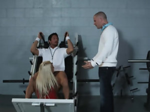 Busty blonde cheerleader gets banged by the coach